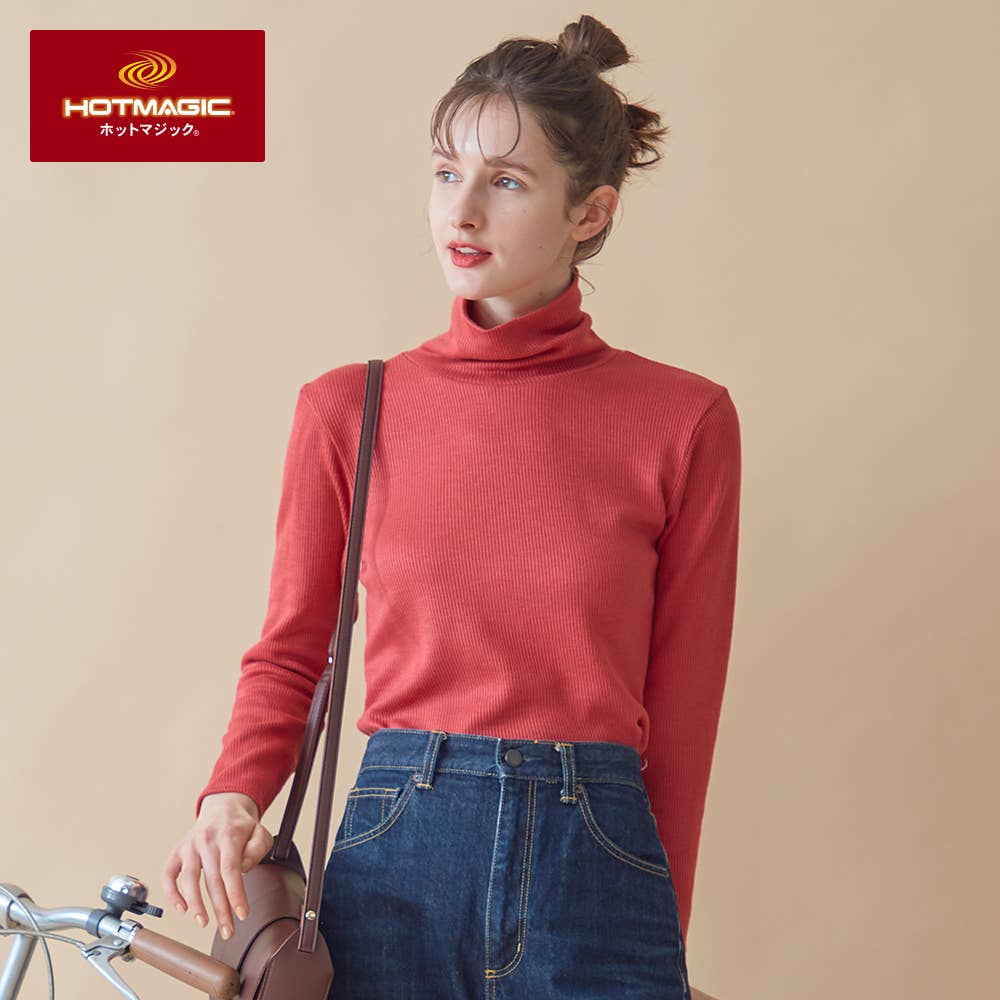 [HOT Rib] High neck long sleeve T-shirt [SALE]